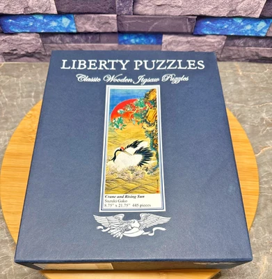 Liberty Wooden Puzzles 445 Pieces Complete Crane and Rising Sun Made in USA - Image 1 of 4