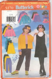 5170 Butterick Pattern Girl's Jacket Jumper Skirt Pants Hat Size 12-14 UC FF - Picture 1 of 2