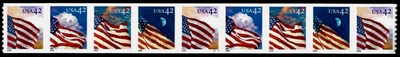 US FLAGS 24/7 #4240-4243 DAY AND NIGHT 9 DIE-CUT 8.5 PN9 V1111 42c COIL STAMPS - Image 1 of 2