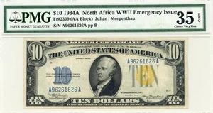 1934-A $10 WW2 North Africa Silver Certificate Note - FR#2309 - PMG 35 EPQ - Picture 1 of 2