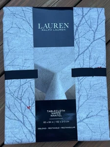 Ralph Lauren ZWEIGE grau taupe & rot Tischdecke Winter Urlaub Baumwolle 60 x 84 - Bild 1 von 5