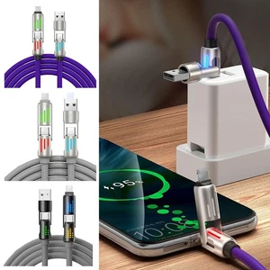 4 IN 1 MULTI USB PHONES DATA FAST CHARGING COLOURFUL BREATHING LIGHT CABLE - Picture 1 of 11