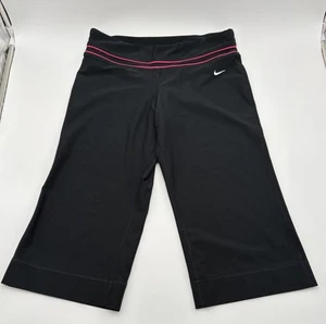 Nike Dri Fit Poly Capri Leggings Womens Medium Black Pink - Picture 1 of 12