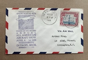 1929 Detroit All American Aircraft Show Airmail Cover April 8 Postmark - Picture 1 of 4