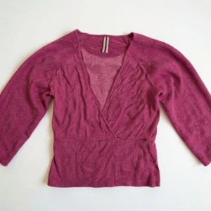Anthropologie Womens Textured Wrap Long Sleeve Top Magenta M - Picture 1 of 5