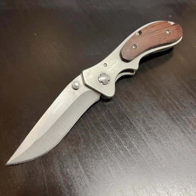 Cuchillo de Bolsillo Sheffield Mango de Madera con Clip de Cinturón Linerlock Hoja de Acero Inoxidable Foto 1 de 4