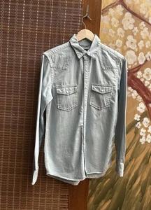 Beams Blue Washed Western Shirt Pearl Snap Size M - Picture 1 of 8