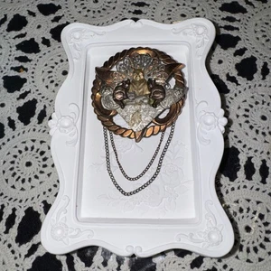 Broche prendedor de metal mezclado artesanal familia de gatos de colección leer descripción - Imagen 1 de 5
