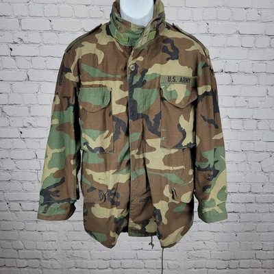 US Army Camo Cold Weather Field Jacket Zip Snap Military Army Medium M - Image 1 of 4
