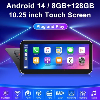 Für Audi A4/A5/B8/S4/S5 10.25" Android 14 8+128GB Autoradio GPS DSP TPMS CarPlay - Bild 1 von 4