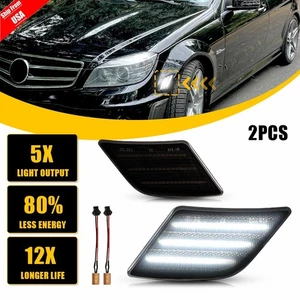 Front Side Marker White LED Lights Lamps For 2008-2011 Benz W204 C250 C300 C350 - Picture 1 of 15