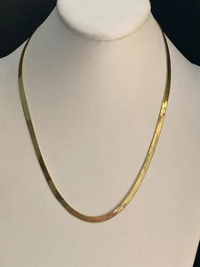 Yellow Gold Plated .925 Sterling Silver 4.5mm HERRINGBONE 20” Necklace 10g - Picture 1 of 10