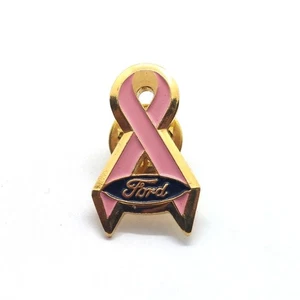 Ford Pink Ribbon Pin Breast Cancer Awareness Support Hope Gold Tone Emblem - Picture 1 of 3