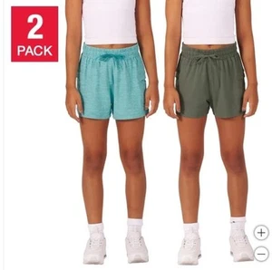 Soybu Girls Boys Shorts Blue Green 2-Pack Elastic Waist UPF 50+ Pockets - Picture 1 of 7