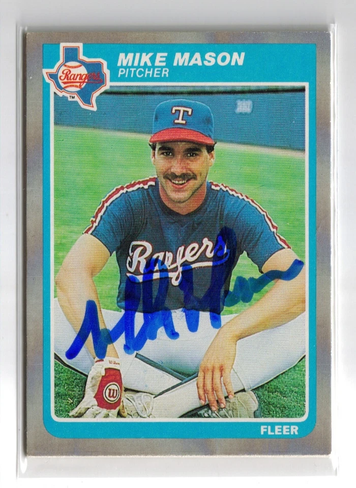 1985 FLEER BASEBALL #562 MIKE MASON RANGERS AUTOGRAPH SIGNED CARD  - Image 1 of 1