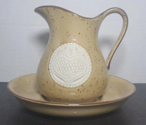 Vintage Badaccessoires gesprenkeltes Steinzeug Krug & Schüssel Set Made in Japan - Bild 1 von 17
