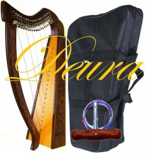 BOLSO DE MADERA DE ROSA 32" PALANCAS COMPLETAS DEURA ARPA 19 CUERDAS Irlandés Celta Lap Folk DH-19L - Imagen 1 de 4