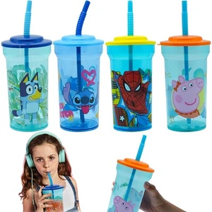 Kids Licensed Tumbler with Lid and Straw BPA Free Plastic Sippy Cup 20cm - Picture 1 of 33