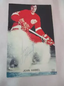 Postal vintage autografiada de Jean Hamel de los años 70 Detroit Red Wings - Imagen 1 de 2