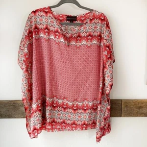 Dana Buchanan rot weiß Taschentuch Top Bluse M geometrisch - Bild 1 von 8