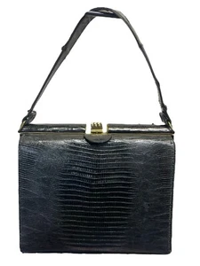 Vintage Lizard Handbag Purse Snap Clasp 1950s  Leather - Picture 1 of 7