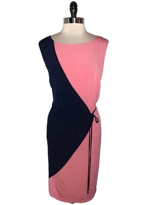 SANDRA DARREN Plus Size 22W Dress Coral Blue Sleeveless Stretch Knit Knee Length - Image 1 of 4