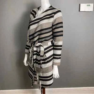 BB Dakota blanket coat size extra small cardigan longline fringe belted wrap - Picture 1 of 13