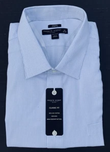 Pronto Uomo Non-Iron Classic Fit Cotton Blue Dress Shirt Size 20 - 34/35 - Foto 1 di 6
