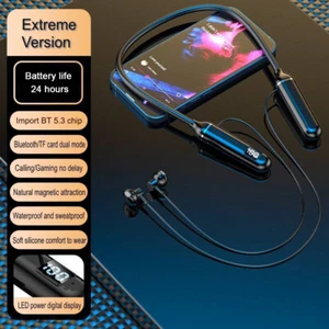 Neckband Bluetooth 5.3 Earphone Wireless TWS Earbuds with Mic Stereo Sound - Picture 1 of 24