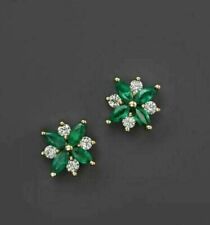 2 Ct Marquise Cut Simulated Emerald Women's Fancy Earring 14K Yellow Gold Plated