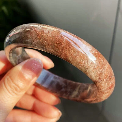 60.8mm Natural Red Copper Green Rutilated Quartz Crystal Bangle AAAA - Image 1 of 4