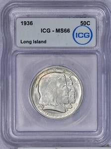 1936 Long Island Half Dollar 50C ICG MS66 - Picture 1 of 2