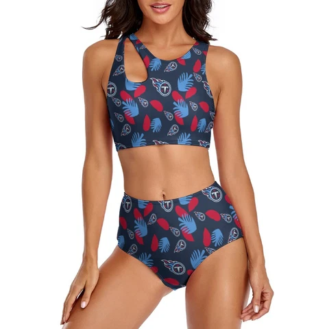 Tennessee Titans 2-piece Swimsuit Womens Print Beach Swimwear with Chest Pad Cover