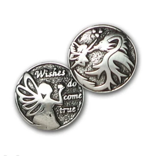 Medallón de hadas y dragones 2 caras deseos se hacen realidad por Deva Designs peltre Foto 1 de 1