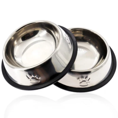Paquete de 2 cuencos de metal antideslizantes para mascotas de tamaño pequeño para perros y gatos Foto 1 de 4
