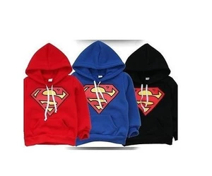 NEW Toddler Boys Superman super hero Long Sleeve Hoodie Top Size 1.2.3 - Picture 1 of 10