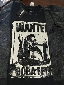 Boba Fett Wanted Washed Fees Shirt MD Brand New W/Tags H1 - Picture 1 of 3
