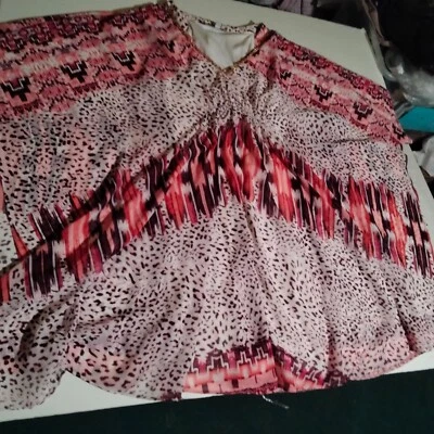 Jennifer Lopez Red white geometric embroidery blouse lined small women's - Image 1 of 4