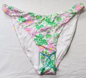 ASOS Women's White Green Pink Floral High Cut Bikini Bottom Swim Size 6 NEW - Picture 1 of 3