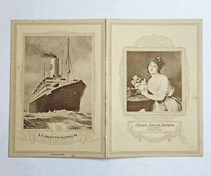 SS Drottningholm ~ 1924 erstklassiges Mittagsmenü ~ schwedische amerikanische Linie - Bild 1 von 4