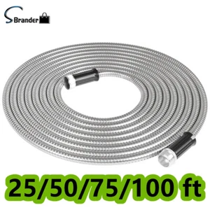 Manguera de agua de jardín ligera flexible de metal de acero inoxidable de 25-100 pies - Imagen 1 de 10