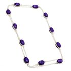 Purple Charoite Gemstone Handmade 925 Sterling Silver Jewelry Necklace Sz 36"