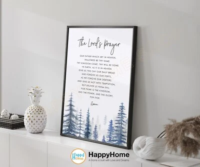 Arte de pared versículo bíblico de Mateo 6:9-13 oración del Señor impresiones artísticas -P668 Foto 1 de 4