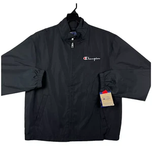 Champion Men’s Woven Rally Water Resistant Full Zip Jacket Size M Solid Black - Picture 1 of 6