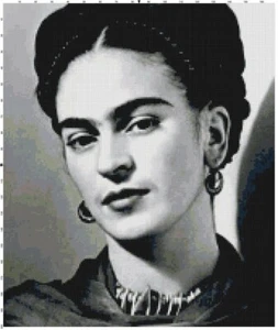 Frida Kahlo Silhouette Handmade Counted Cross-Stitch Pattern Chart - Picture 1 of 1