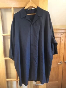 Men's Custom Tailored Heavy Linen Cotton Black Button Up Dress Shirt 3XLT - Picture 1 of 6
