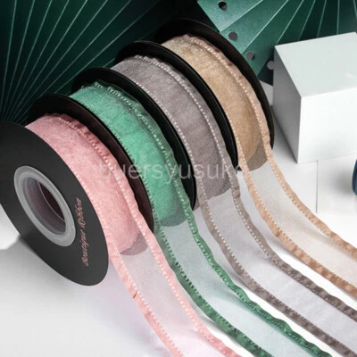 Ruffle Pleated Satin Edge Sheer Organza Ribbon - 2.5cm*10 Yards Reel  - Image 1 of 3