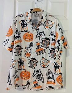 Camicia uomo Garamode Aloha HALLOWEEN bianca arancione audace nuova con etichetta tg. Scheletro gufo L - Foto 1 di 7