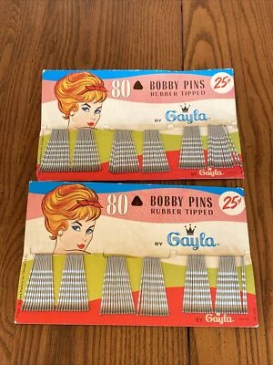 2 VTG  1963 Gayla Bobby Pins Rubber Tipped 80 Count Advertising Gaylord Product - Image 1 of 4