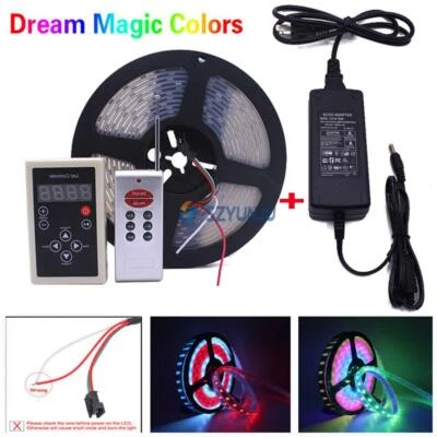 5M Chasing Dream Magic Color RGB 5050 WS2811 IC LED Strip Light & Remote & Power - Image 1 of 4